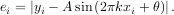 ei = ∣yi - A sin(2πkxi +θ)∣.