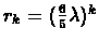 $r_k = (\frac{6}{5}\lambda)^k$