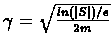 $\gamma = \sqrt{\frac{ln(\vert S\vert)/\epsilon}{2m}}$