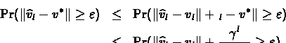 \begin{displaymath}\Pr( \left\Vert\widehat{v}_{l_I}-v^*\right\Vert \geq \varepsi...
...
\frac{\gamma^{l_I}}{1-\gamma})}{\gamma(1-\gamma^{l_I})}}^2}
\end{displaymath}