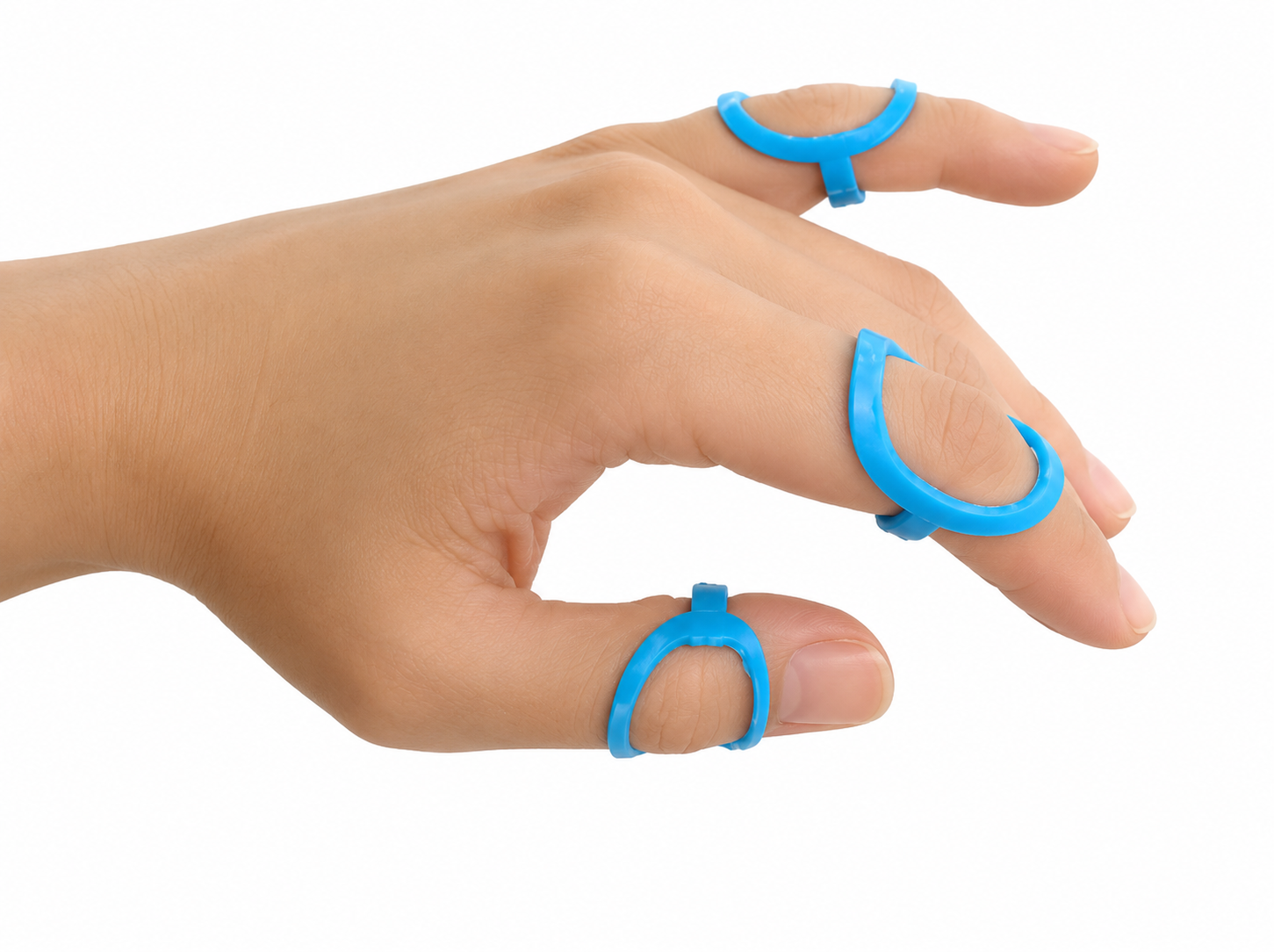 3D-printed swan-neck orthoses fitted on fingers