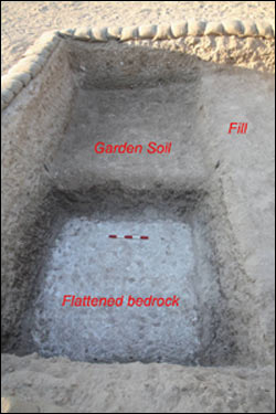 Fig. 10: The garden soil and the flattened bedrock