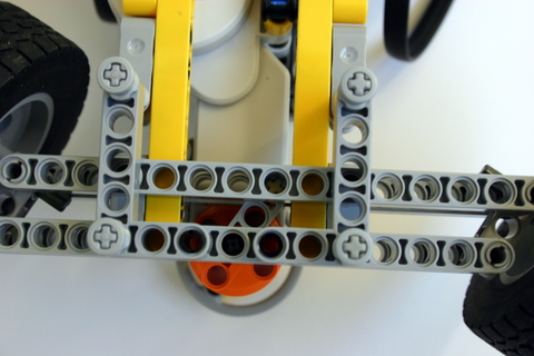 The underside of the steering mechanism