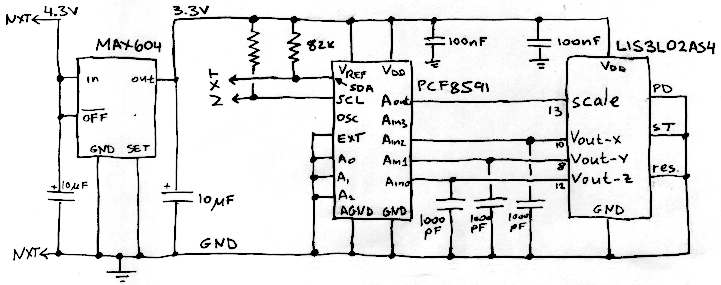 Circuit schematic of the acceleration sensor