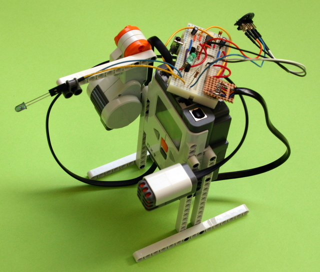 A robot that uses the IR remote to turn of a loud TV